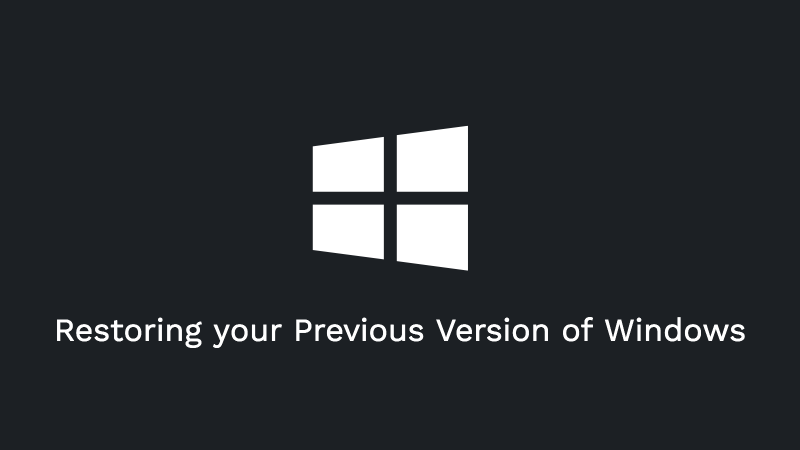 Önceki Windows Sürümünüz Geri Yükleniyor Problemi