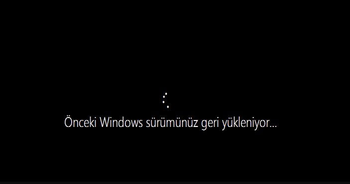 Önceki Windows Sürümünüz Geri Yükleniyor Problemi