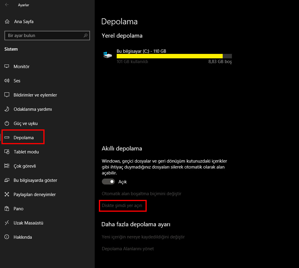 Windows 10'da Akıllı Depolama ile Diskte Yer Açabilirsiniz