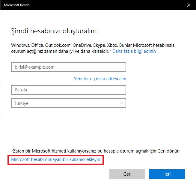 Windows 10 Hesap Açma Adımları