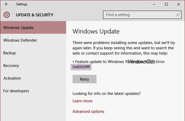 Windows 10 0x8000FFFF Hata Çözümü - Technica Blog