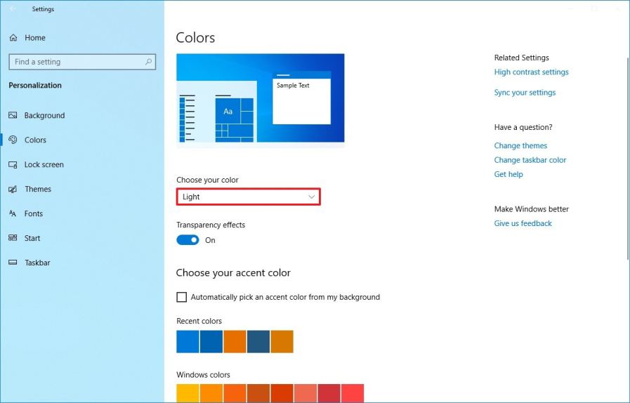 Windows 10'da Parlak Temayı Etkinleştirmek
