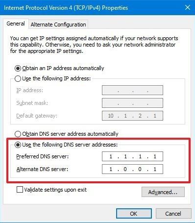 Windows 10 DNS ayarı değiştirme