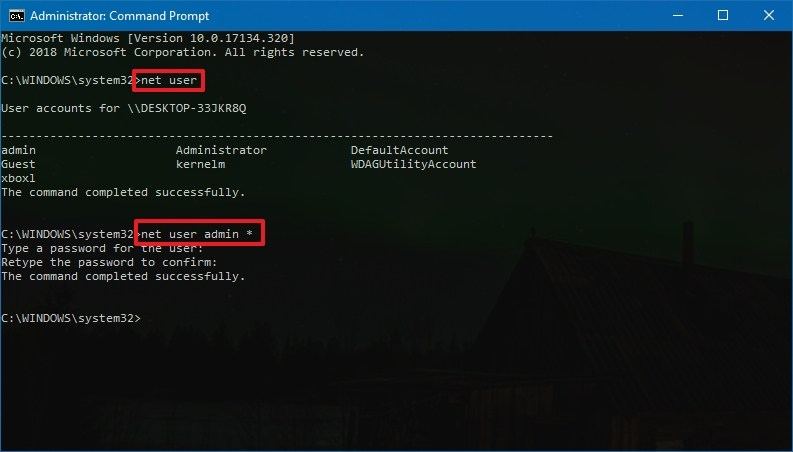 Windows 10'da Komut İstemi kullanılarak şifre nasıl değiştirilir?