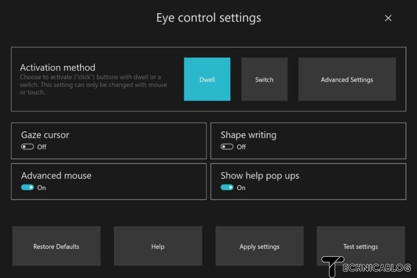 Windows 10 Gözle Kontrol Seçenekleri