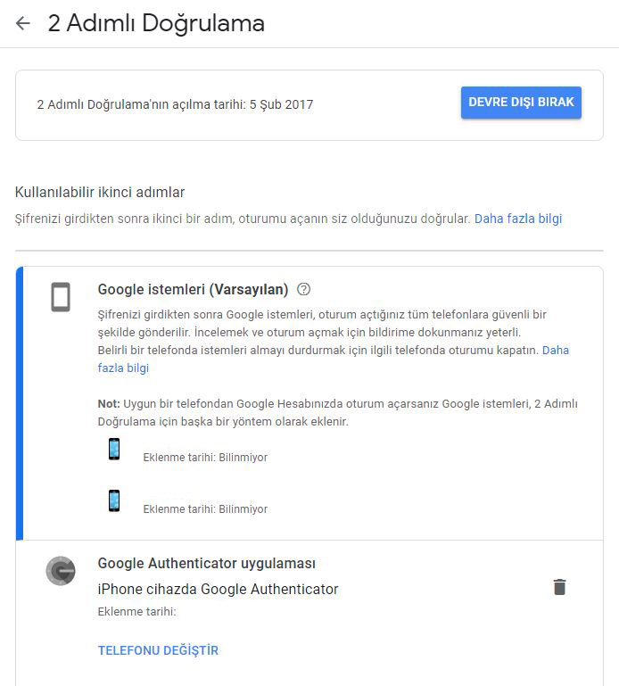 Google Authenticator Yeni Telefona Aktarma