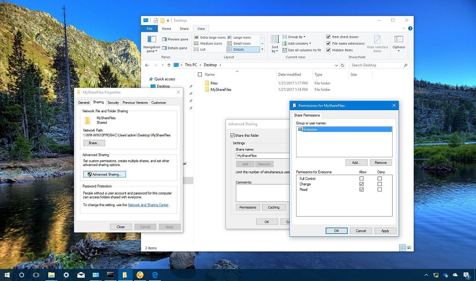 Windows 10 Paylaşım Ayarları