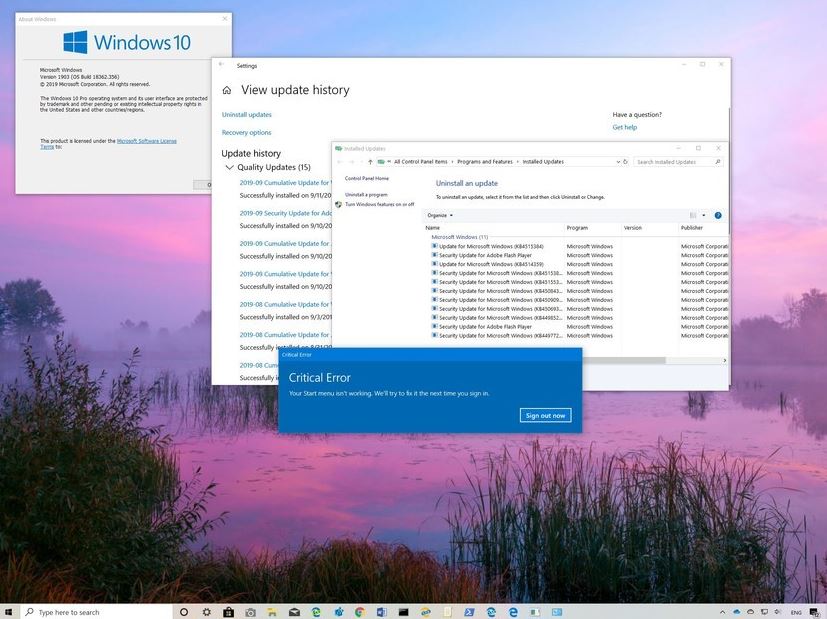 Microsoft, KB4515384 güncellemesindeki Başlat Menüsü problemini inceliyor