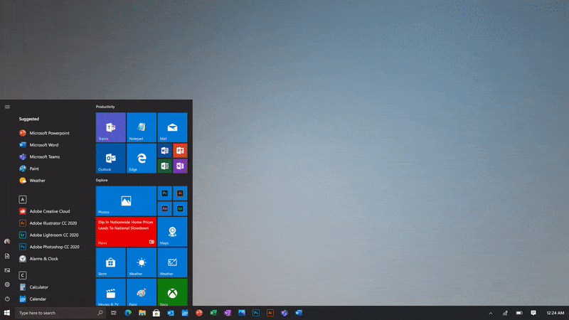 Windows 10 yeni Başlat menüsü