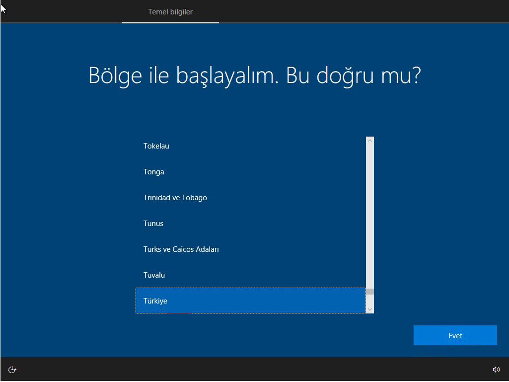 Windows 10 Bölge Ayarları