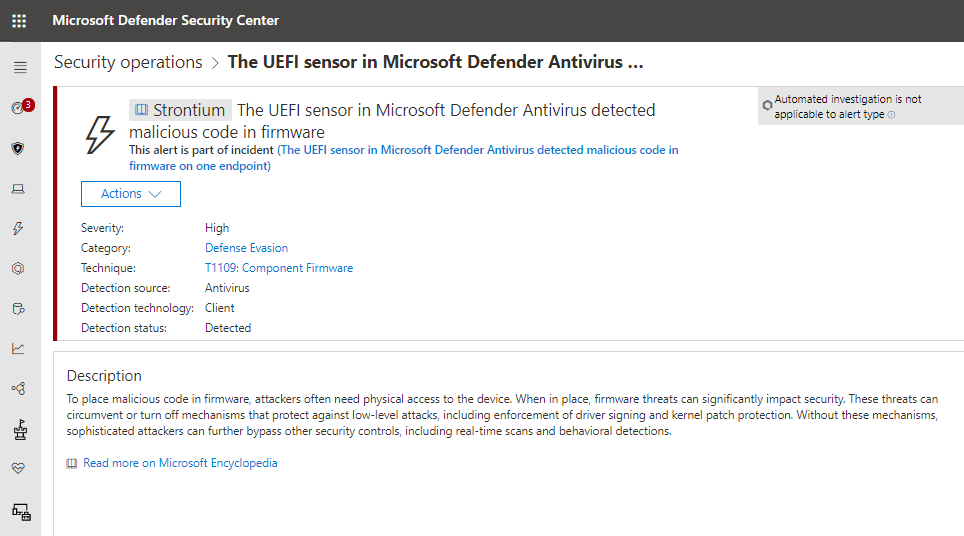 Microsoft Defender ATP için UEFI tarama özelliği geldi