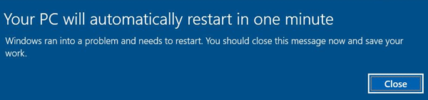 PC yeniden başlatma uyarısı