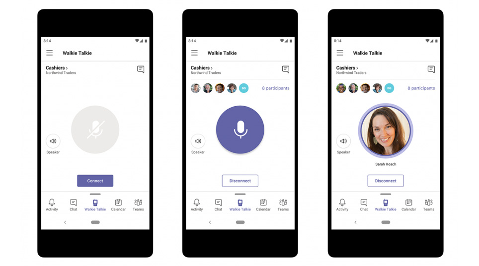 Microsoft Teams Android için Bas-Konuş Özelliği