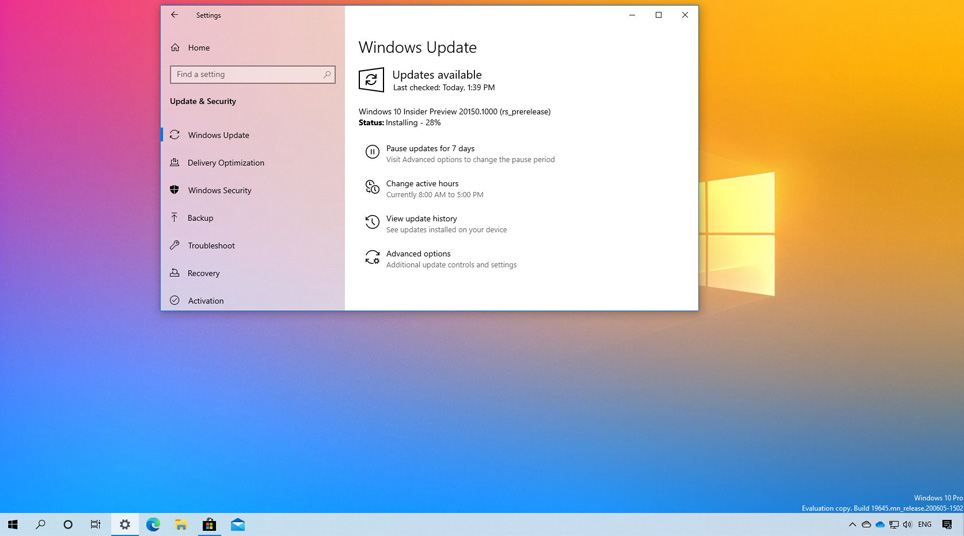 Windows 10 20150 derlemesi