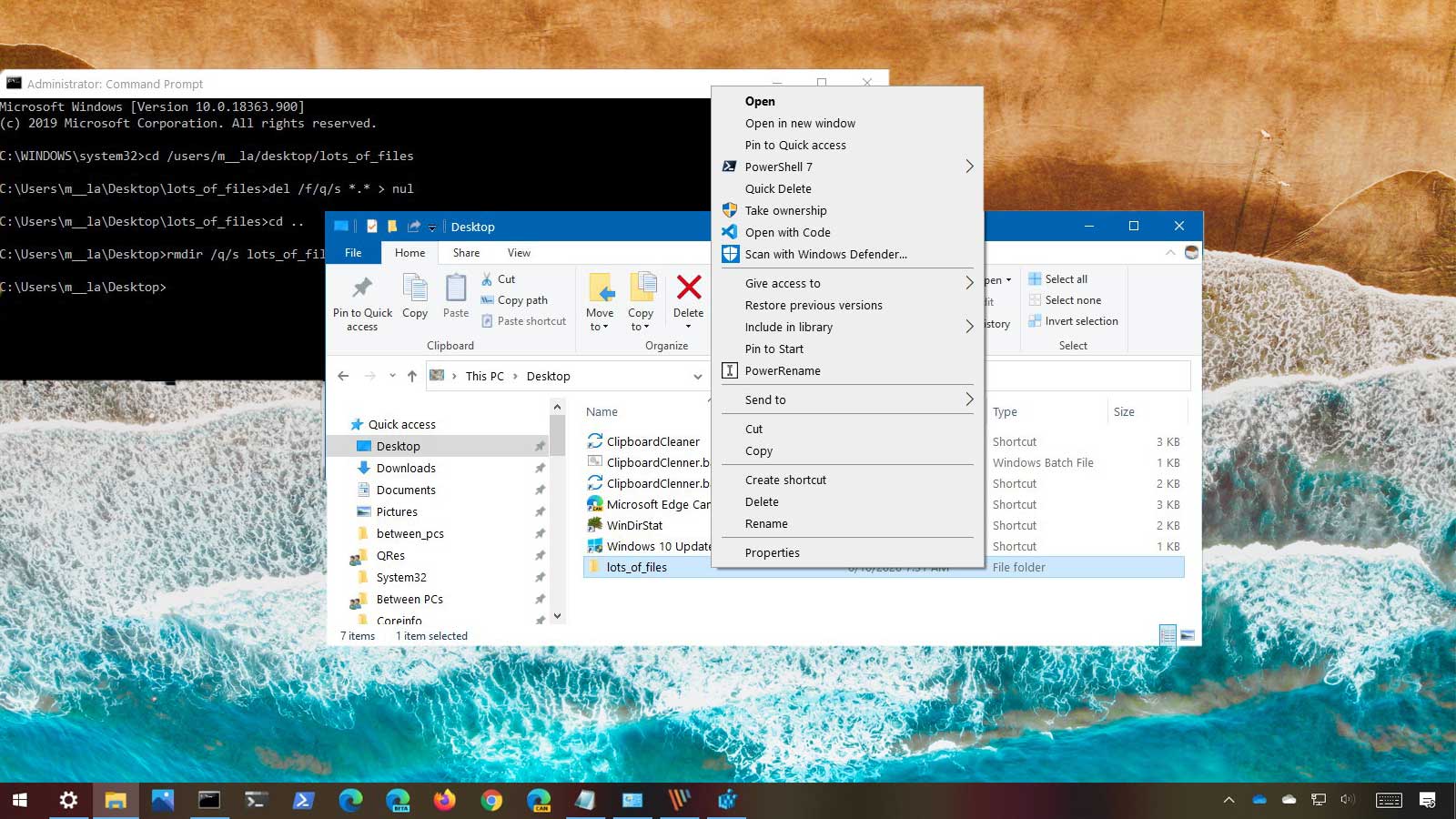 Windows 10 hızlı şekilde büyük boyutlu klasörleri silme
