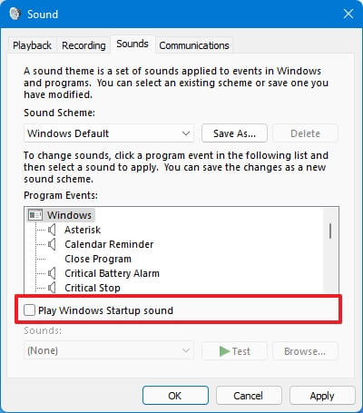 Windows 11 Açılış Sesi Kapatma