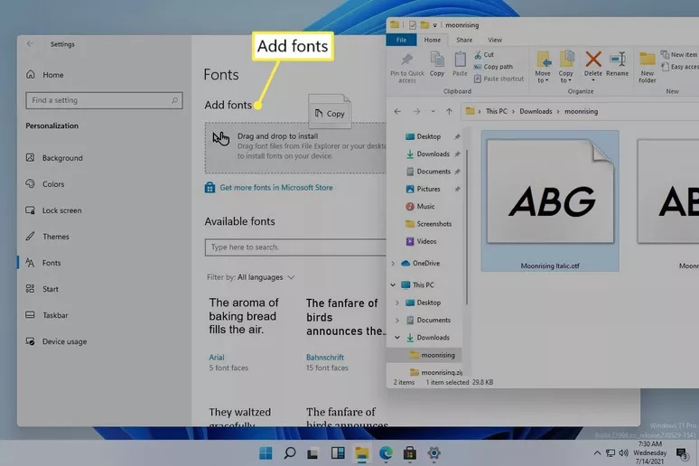 Windows 11 font yükleme adımları