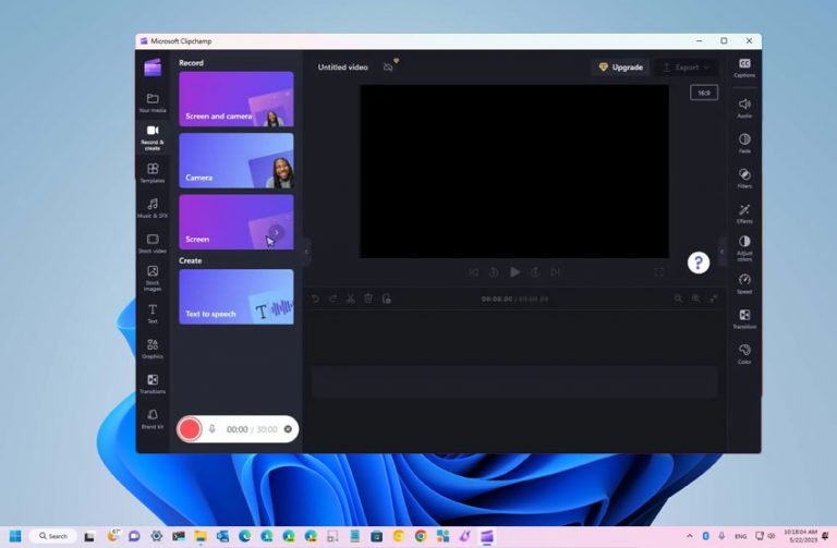 Windows 11 ekran kaydı alma programı (Clipchamp)
